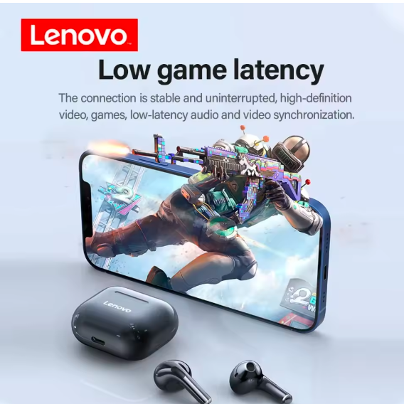 Lenovo LP40 TWS Wireless Bluetooth Earbuds – Touch Control Stereo In‑Ear Headphones with Mic, Sport Earphones for Android & iPhone
