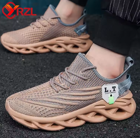 YRZL Men’s Running Shoes – Lightweight Breathable Mesh Sneakers, Shock-Absorbing Outdoor Jogging Shoes