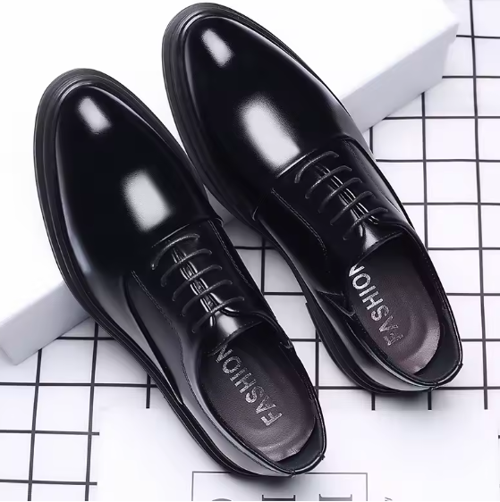 Men’s Leather Dress Shoes – Lace-Up Business Formal Oxford Shoes, Pointed Toe Wedding Shoes (Black & Brown)