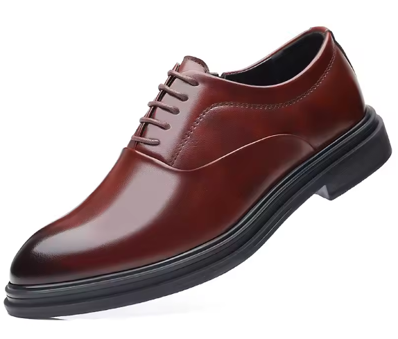 Men’s Leather Dress Shoes – Lace-Up Business Formal Oxford Shoes, Pointed Toe Wedding Shoes (Black & Brown)